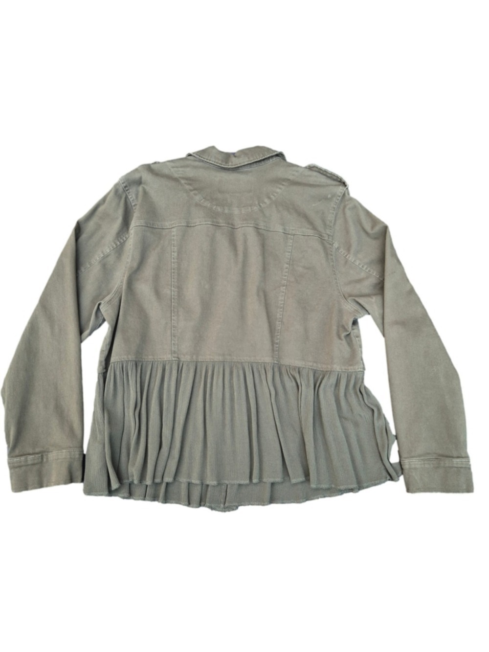 Torrid Womens Size 1 Olive Green Military Utility Jacket Peplum Hem Stretch - Picture 3 of 9